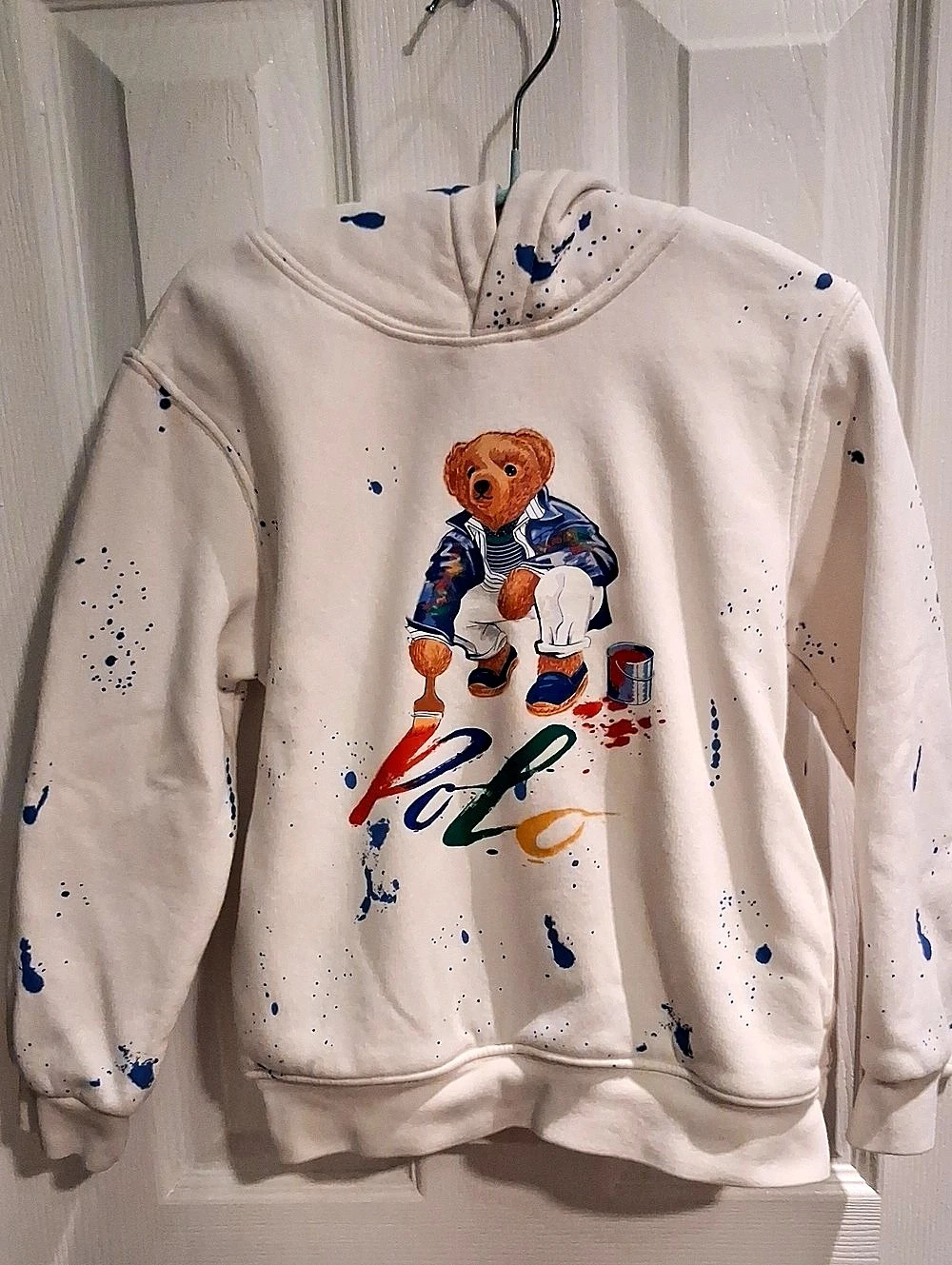 Polo Ralph Lauren Boys Polo Bear Paint-Splattered Hoodie, Size 5